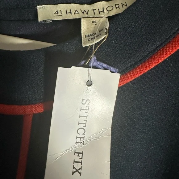 41 Hawthorn XL Navy and Orange Short Sleeved Above Knee Dress - Picture 6 of 8